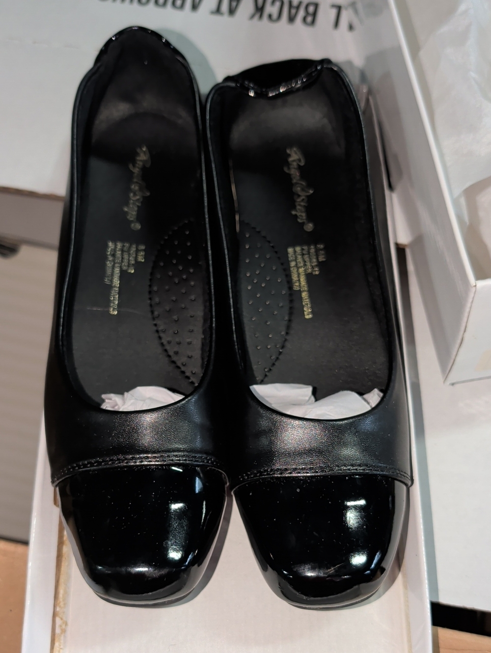 Vtg. Angel Steps Kenzie Black Women's Cap-Toe Flats